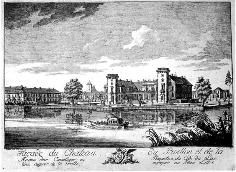 Kupferstich: Blick auf Schloss Rheinsberg